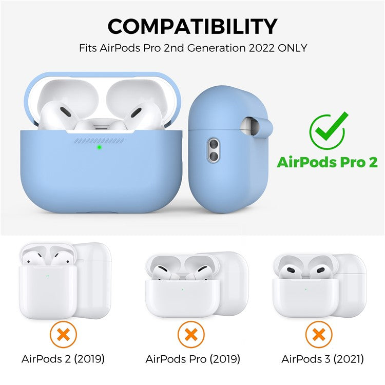 AHASTYLE PT187 For Apple AirPods Pro 2 Bluetooth Earphone Silicone Case Earbud Charging Case Protective Cover with Hand Strap - Sky Blue