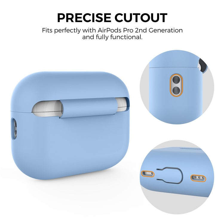 AHASTYLE PT187 For Apple AirPods Pro 2 Bluetooth Earphone Silicone Case Earbud Charging Case Protective Cover with Hand Strap - Sky Blue