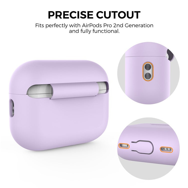 AHASTYLE PT187 For Apple AirPods Pro 2 Bluetooth Earphone Silicone Case Earbud Charging Case Protective Cover with Hand Strap - Purple