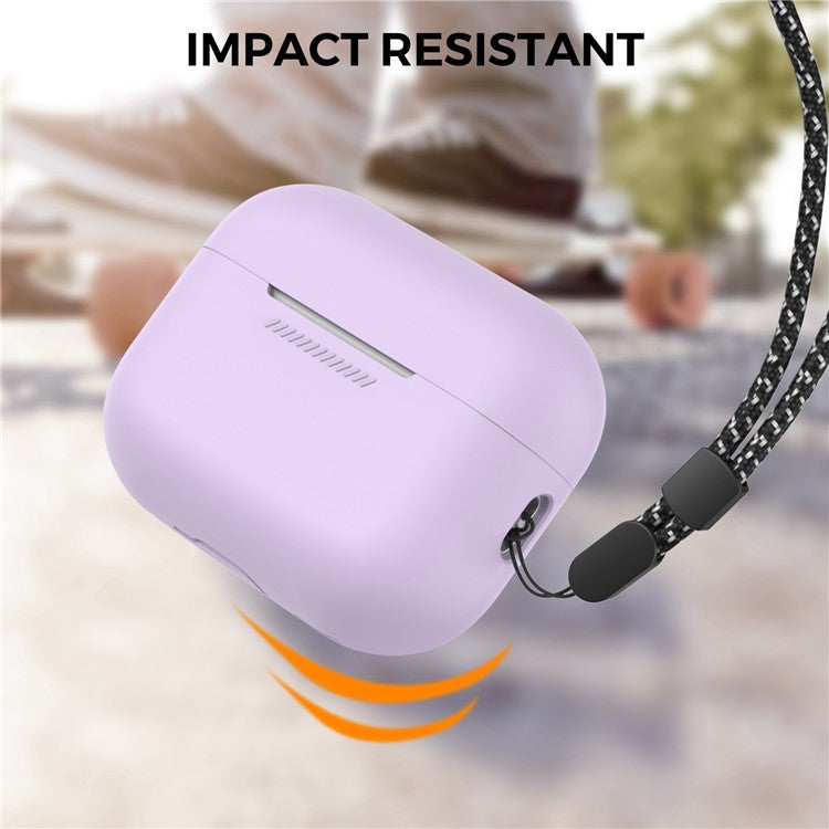 AHASTYLE PT187 For Apple AirPods Pro 2 Bluetooth Earphone Silicone Case Earbud Charging Case Protective Cover with Hand Strap - Purple