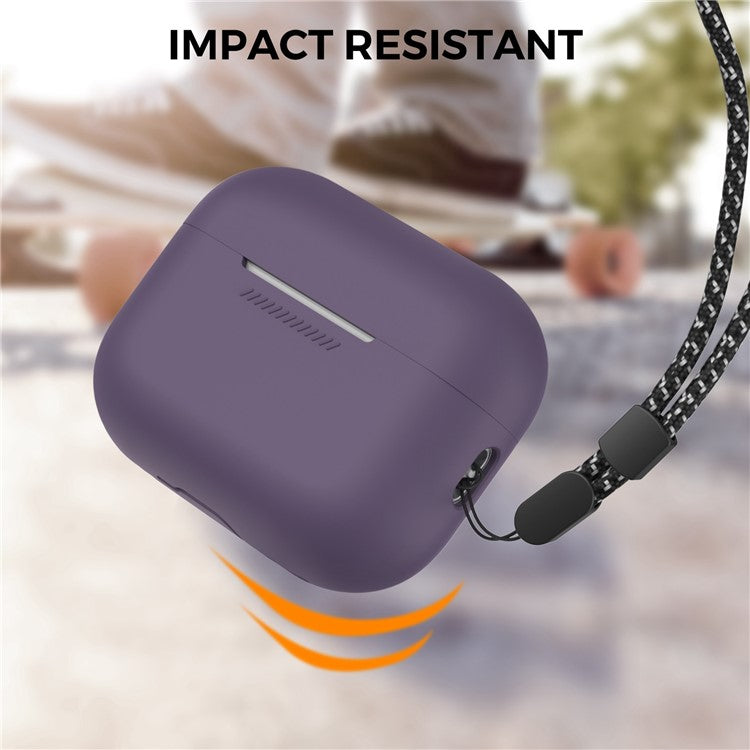 AHASTYLE PT187 For Apple AirPods Pro 2 Bluetooth Earphone Silicone Case Earbud Charging Case Protective Cover with Hand Strap - Dark Purple