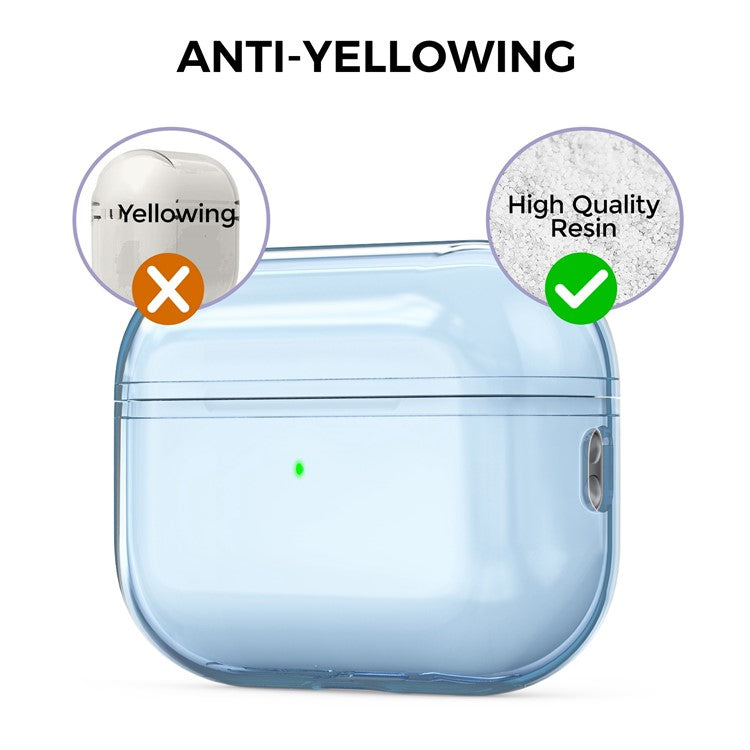 AHASTYLE WG94 For Apple AirPods Pro 2 Transparent TPU Earphone Case Bluetooth Earbud Charging Case Anti-scratch Cover with Hand Strap - Transparent Blue