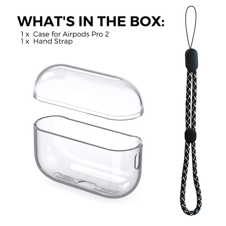 AHASTYLE WG94 For Apple AirPods Pro 2 Transparent TPU Earphone Case Bluetooth Earbud Charging Case Anti-scratch Cover with Hand Strap - Transparent