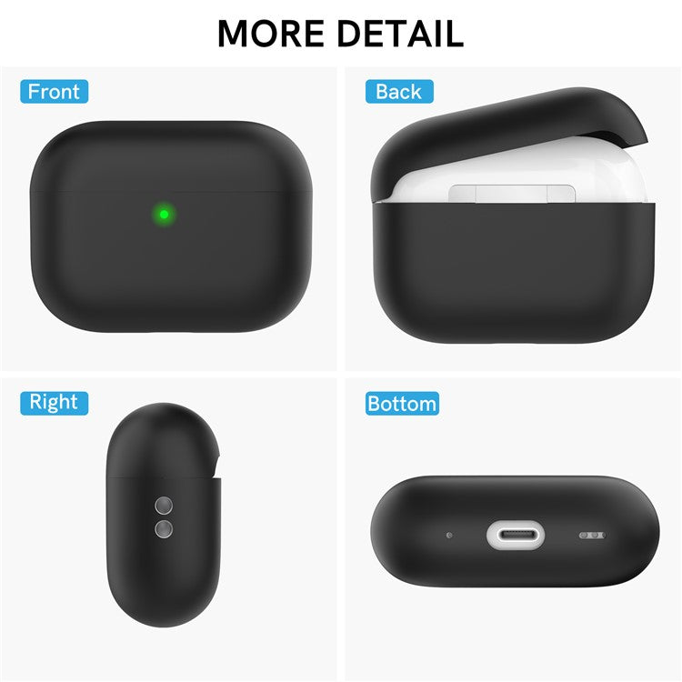 AHASTYLE WE12 Silicone Case for Apple AirPods Pro 2, Two-Piece Design Earbud Earphone Drop-proof Cover with Hand Strap - Black