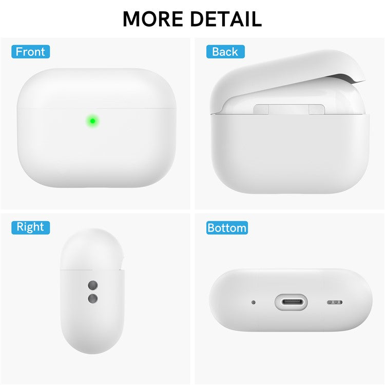 AHASTYLE WE12 Silicone Case for Apple AirPods Pro 2, Two-Piece Design Earbud Earphone Drop-proof Cover with Hand Strap - White