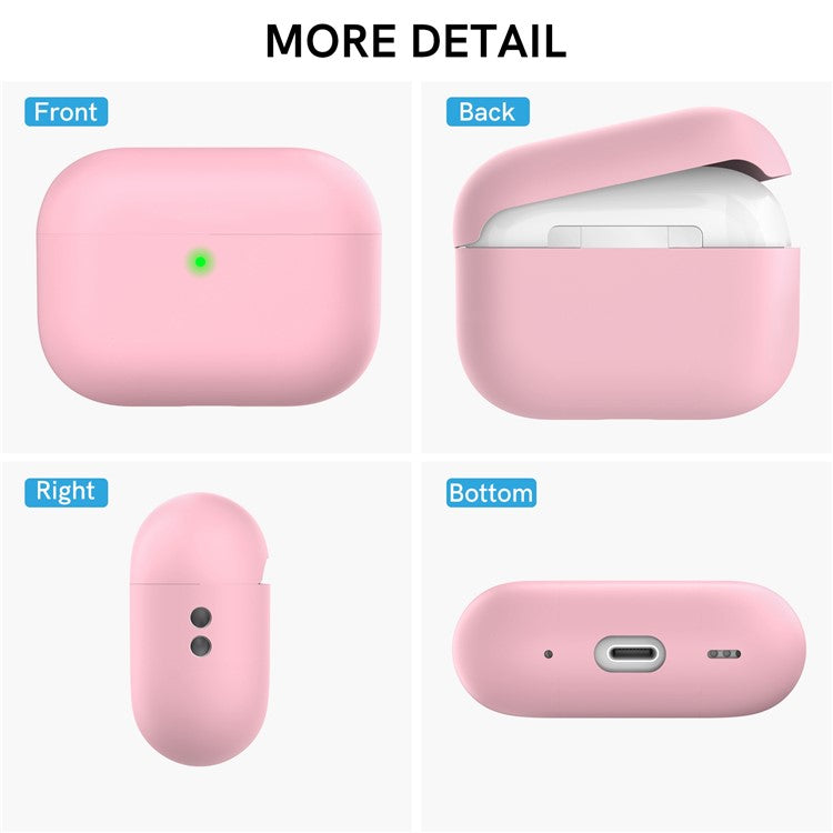 AHASTYLE WE12 Silicone Case for Apple AirPods Pro 2, Two-Piece Design Earbud Earphone Drop-proof Cover with Hand Strap - Pink