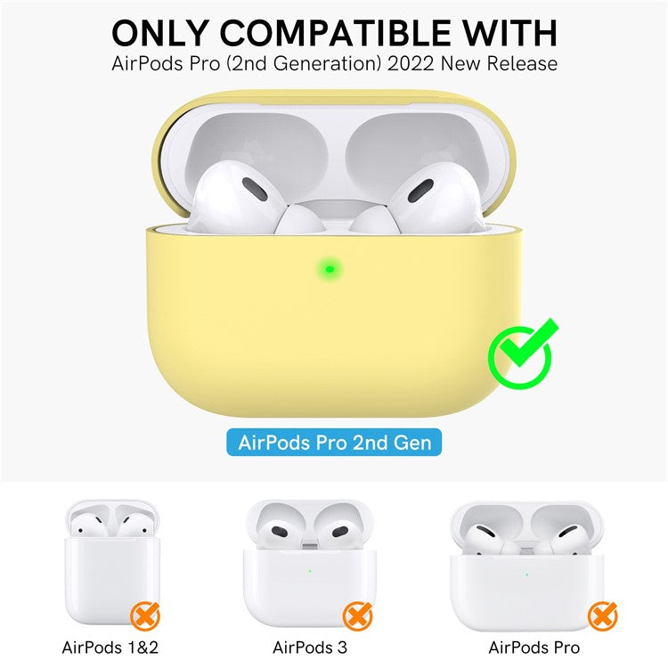 AHASTYLE WE12 Silicone Case for Apple AirPods Pro 2, Two-Piece Design Earbud Earphone Drop-proof Cover with Hand Strap - Yellow