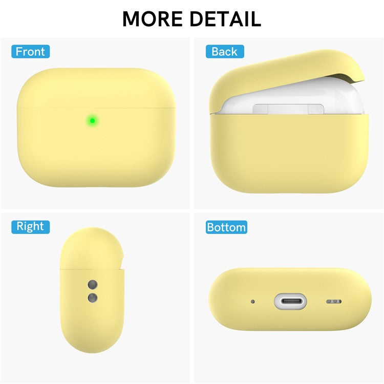 AHASTYLE WE12 Silicone Case for Apple AirPods Pro 2, Two-Piece Design Earbud Earphone Drop-proof Cover with Hand Strap - Yellow