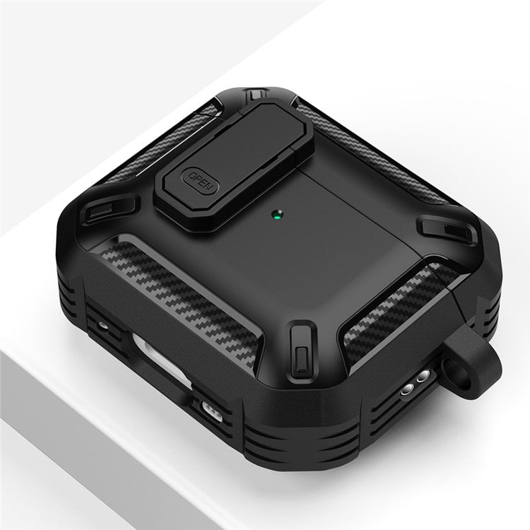 For Apple AirPods Pro 2 TPU + PC Earphone Protective Case Earbud Charging Box Drop-proof Cover with Carabiner - Black / Green