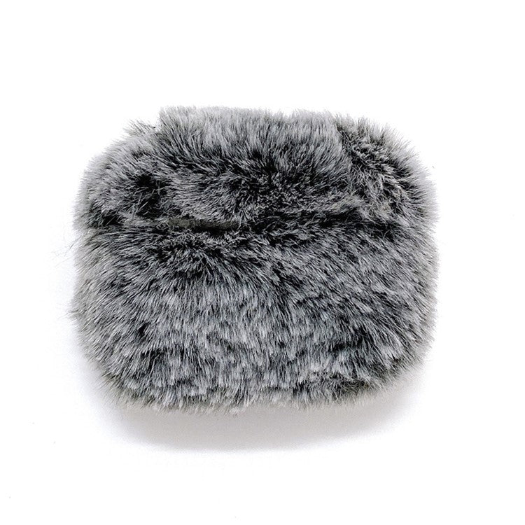 For Apple AirPods Pro 2 Fake Fur Winter Earphone Case Bluetooth Earbud Fluffy Soft Protective Cover - Grey