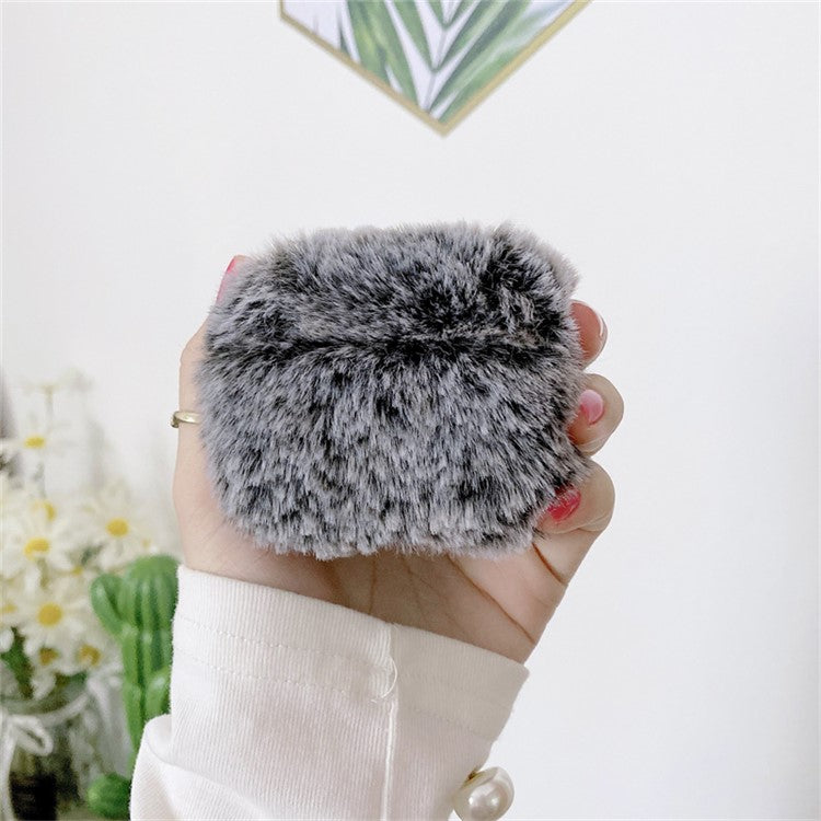 For Apple AirPods Pro 2 Fake Fur Winter Earphone Case Bluetooth Earbud Fluffy Soft Protective Cover - Grey