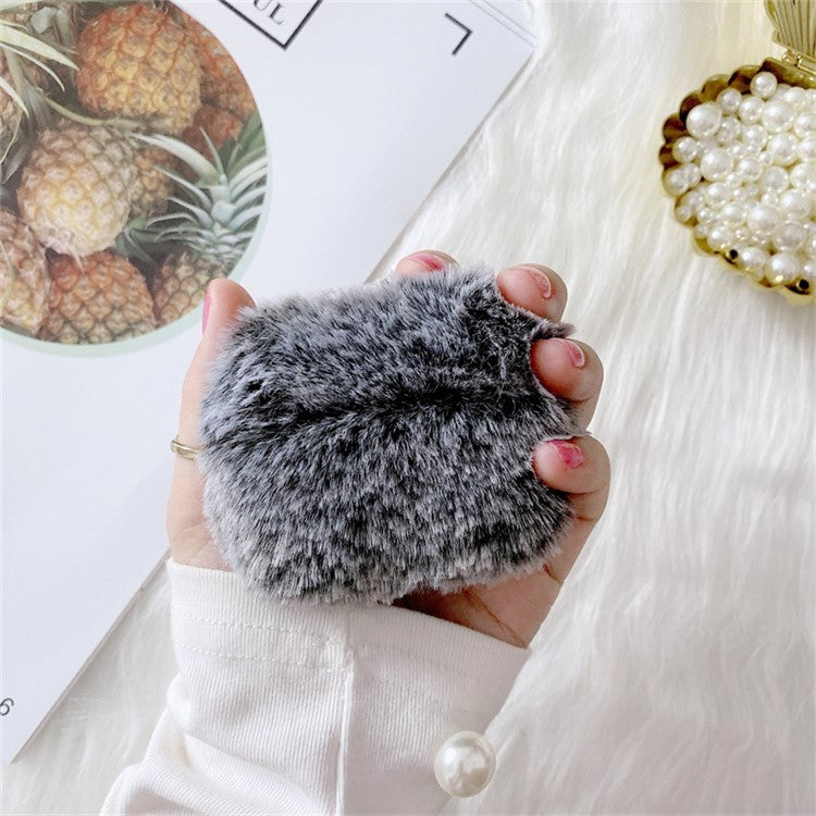 For Apple AirPods Pro 2 Fake Fur Winter Earphone Case Bluetooth Earbud Fluffy Soft Protective Cover - Grey