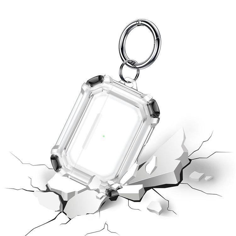 For AirPods Pro (Gen 2) (USB-C) / Pro 2 Transparent Dual Color Earphone Protective Case TPU+PC Anti-drop Cover with Ring Buckle - Black