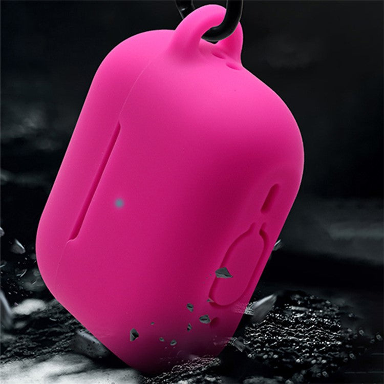 For Apple AirPods Pro 2 Earphone Silicone Case Bluetooth Earbud Charging Box Anti-drop Cover with Hand Strap and Carabiner - Purple