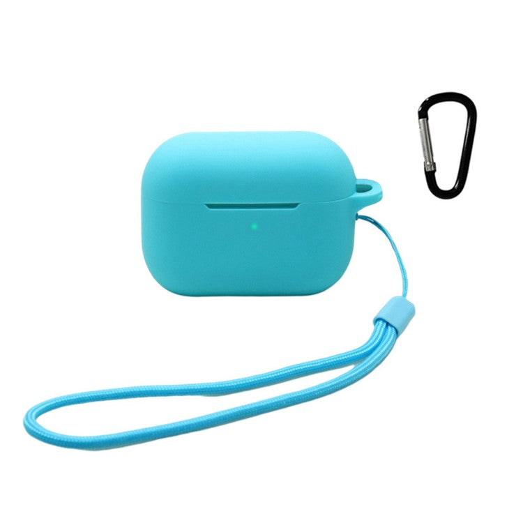 For Apple AirPods Pro 2 Earphone Silicone Case Bluetooth Earbud Charging Box Anti-drop Cover with Hand Strap and Carabiner - Blue