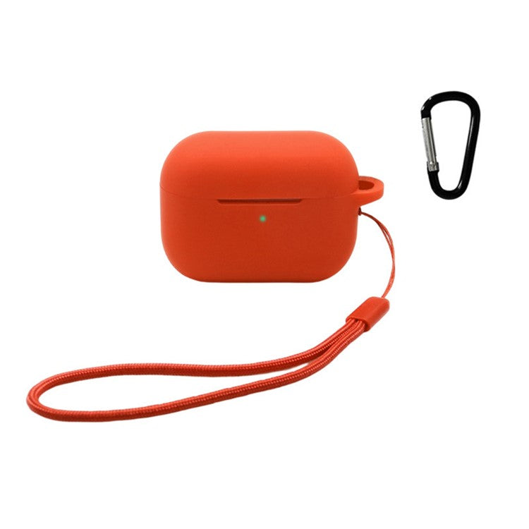 For Apple AirPods Pro 2 Earphone Silicone Case Bluetooth Earbud Charging Box Anti-drop Cover with Hand Strap and Carabiner - Orange