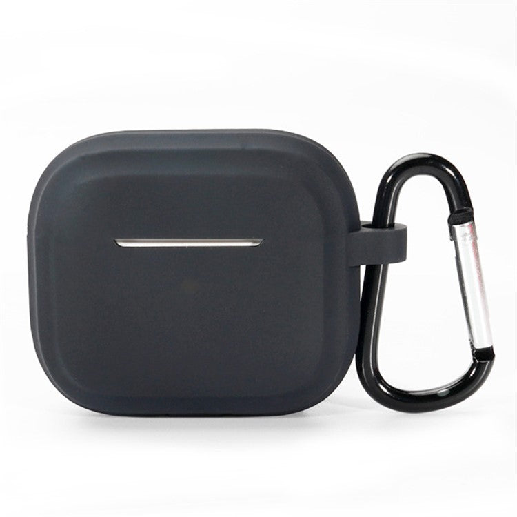 For AirPods Pro 2 Earphone Case Shock Resistant Soft Silicone Cover with Anti-Lost Carabiner - Black