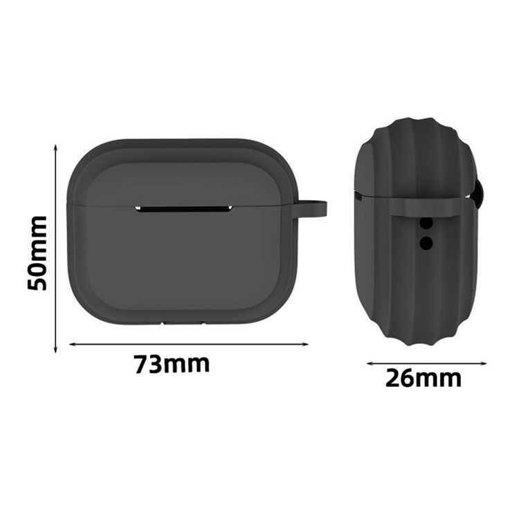 For AirPods Pro 2 Earphone Case Shock Resistant Soft Silicone Cover with Anti-Lost Carabiner - Black