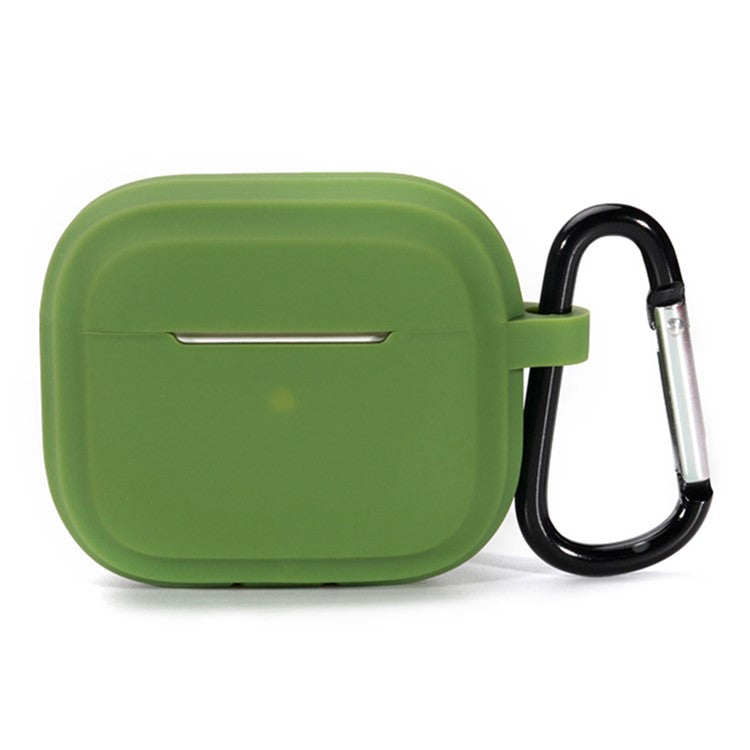 For AirPods Pro 2 Earphone Case Shock Resistant Soft Silicone Cover with Anti-Lost Carabiner - Grass Green