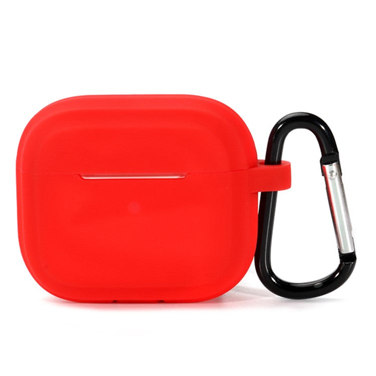 For AirPods Pro 2 Earphone Case Shock Resistant Soft Silicone Cover with Anti-Lost Carabiner - Red