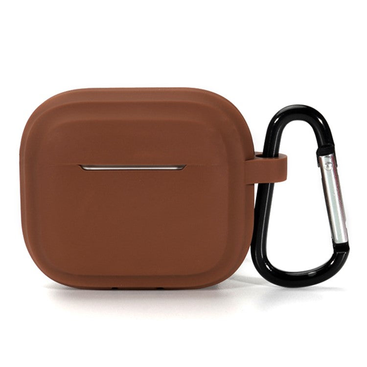 For AirPods Pro 2 Earphone Case Shock Resistant Soft Silicone Cover with Anti-Lost Carabiner - Brown