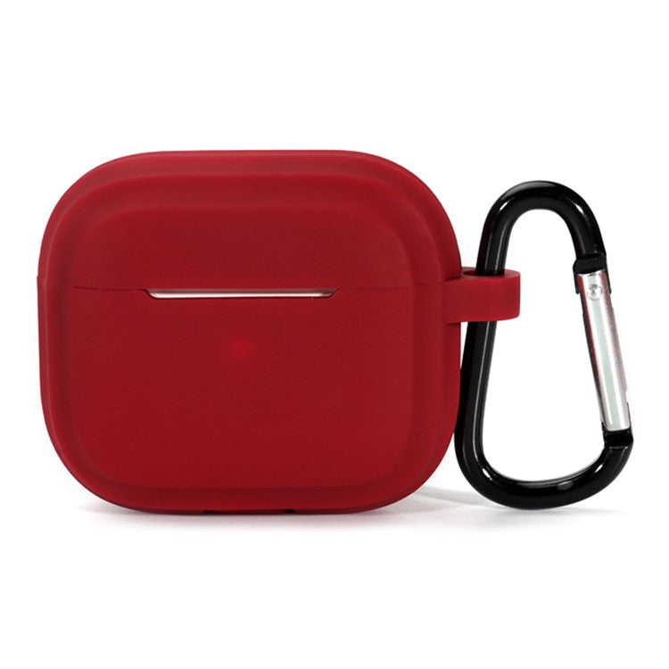 For AirPods Pro 2 Earphone Case Shock Resistant Soft Silicone Cover with Anti-Lost Carabiner - Wine Red