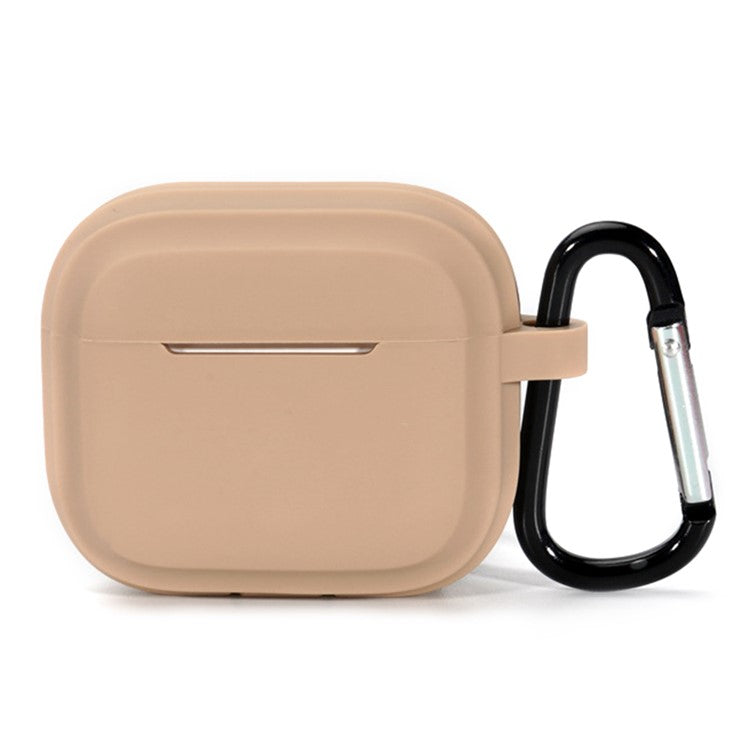 For AirPods Pro 2 Earphone Case Shock Resistant Soft Silicone Cover with Anti-Lost Carabiner - Milk Tea