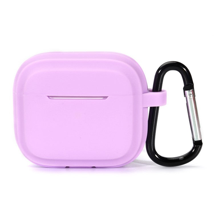 For AirPods Pro 2 Earphone Case Shock Resistant Soft Silicone Cover with Anti-Lost Carabiner - Light Purple