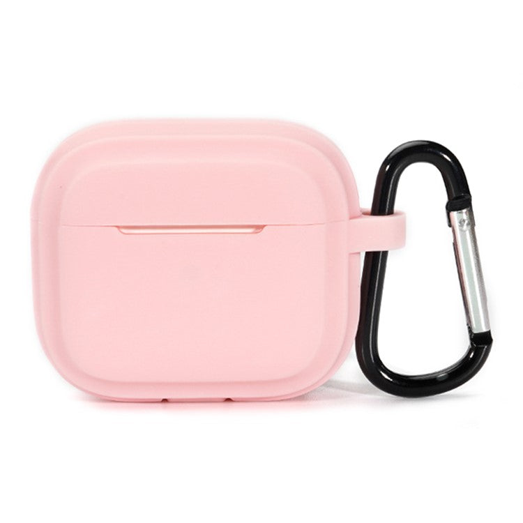 For AirPods Pro 2 Earphone Case Shock Resistant Soft Silicone Cover with Anti-Lost Carabiner - Pink