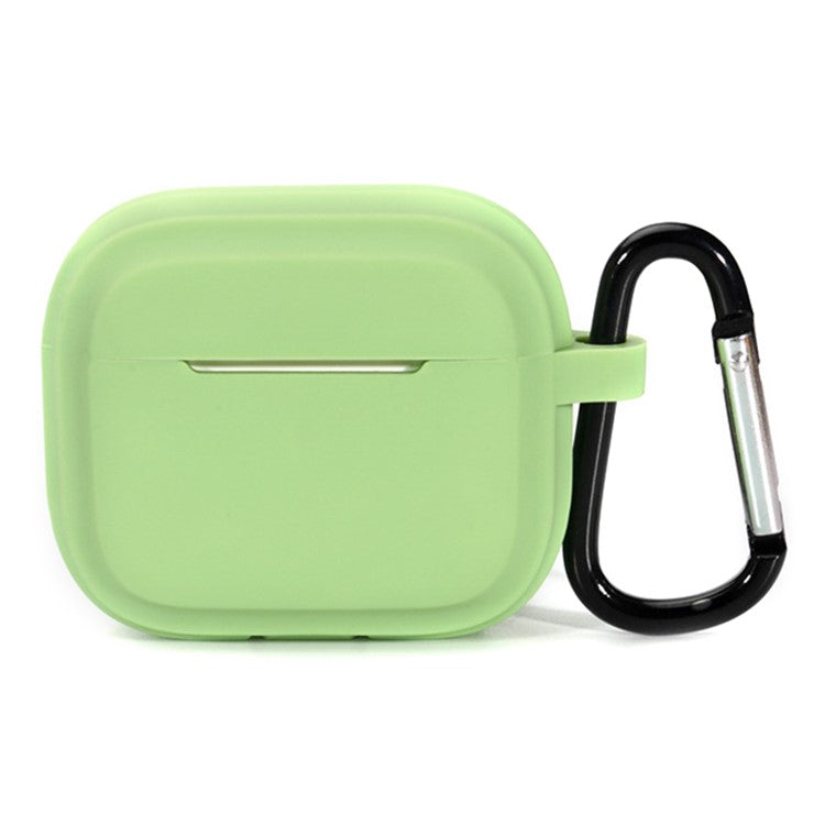 For AirPods Pro 2 Earphone Case Shock Resistant Soft Silicone Cover with Anti-Lost Carabiner - Matcha Green