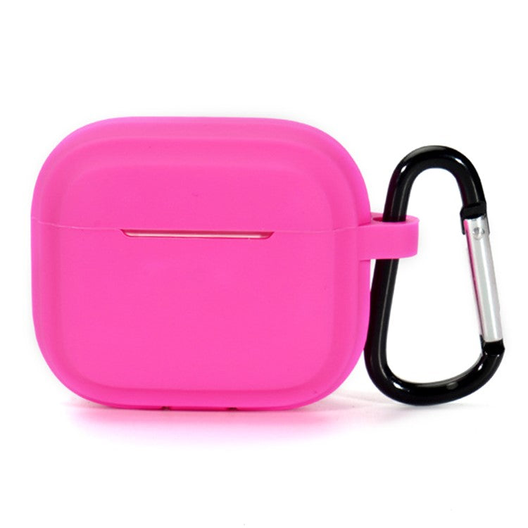 For AirPods Pro 2 Earphone Case Shock Resistant Soft Silicone Cover with Anti-Lost Carabiner - Rose