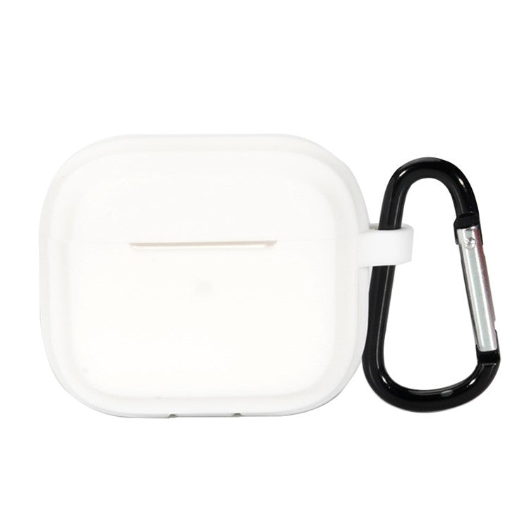 For AirPods Pro 2 Earphone Case Shock Resistant Soft Silicone Cover with Anti-Lost Carabiner - White