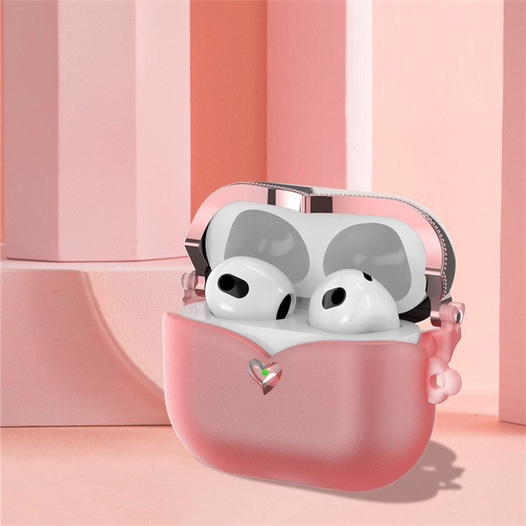 For AirPods Pro (Gen 2) (USB-C) / Pro 2 TPU Wireless Bluetooth Earphone Case Full Body Shockproof Electroplating Cover with Ring Buckle - Transparent Pink