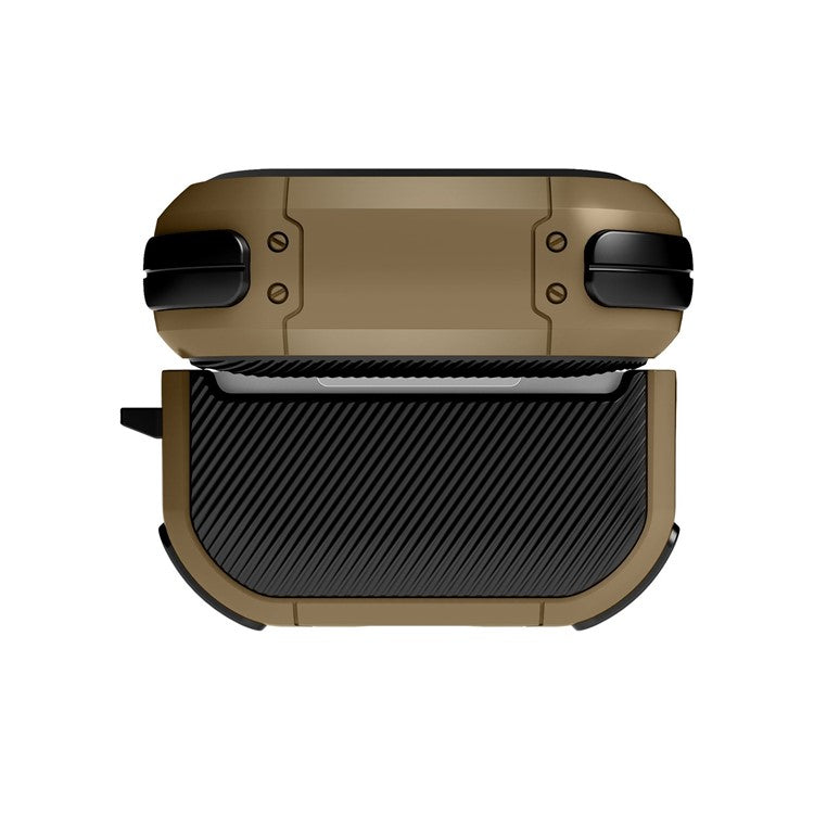 For AirPods Pro (Gen 2) (USB-C) / Pro 2 Bluetooth Earphone Protective Case TPU+PC Anti-drop Cover with Ring Buckle - Brown