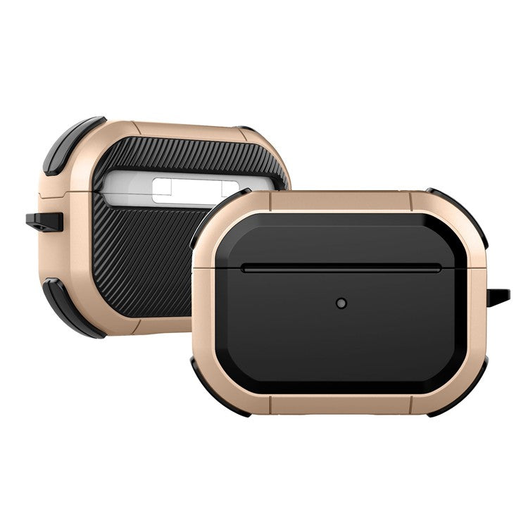 For AirPods Pro (Gen 2) (USB-C) / Pro 2 Bluetooth Earphone Protective Case TPU+PC Anti-drop Cover with Ring Buckle - Gold