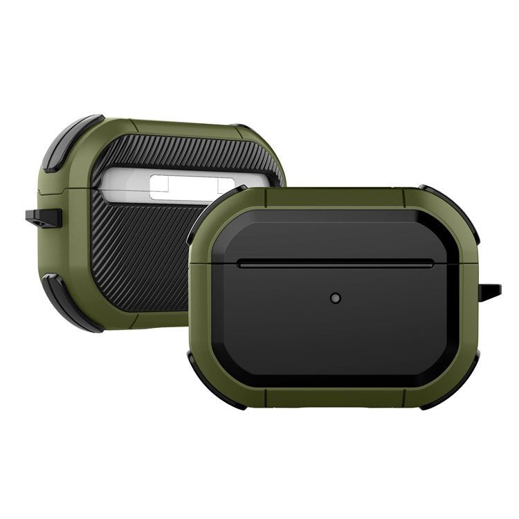 For AirPods Pro (Gen 2) (USB-C) / Pro 2 Bluetooth Earphone Protective Case TPU+PC Anti-drop Cover with Ring Buckle - Army Green