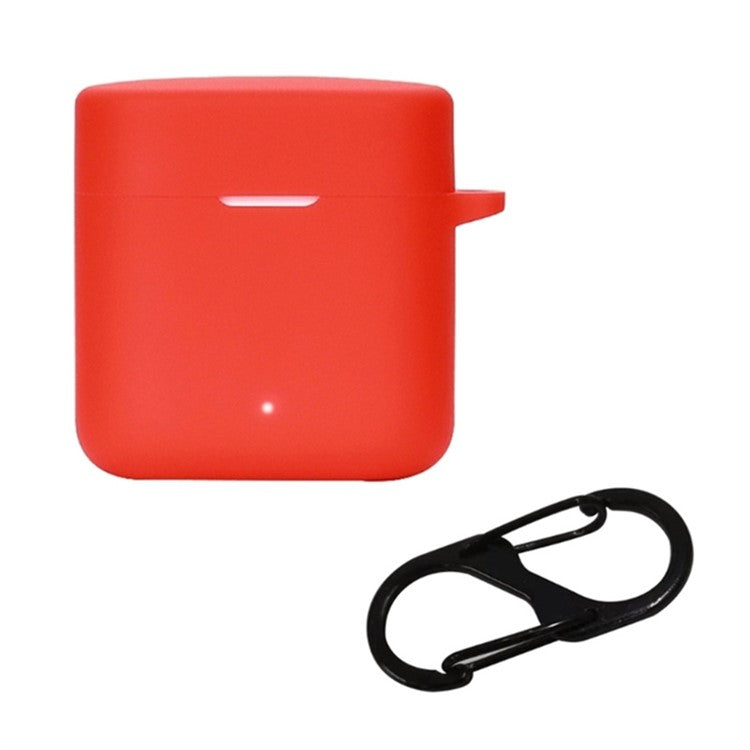 For Haylou T19 Silicone Protective Cover Bluetooth Earphone Anti-drop Case with Anti-lost Buckle - Red