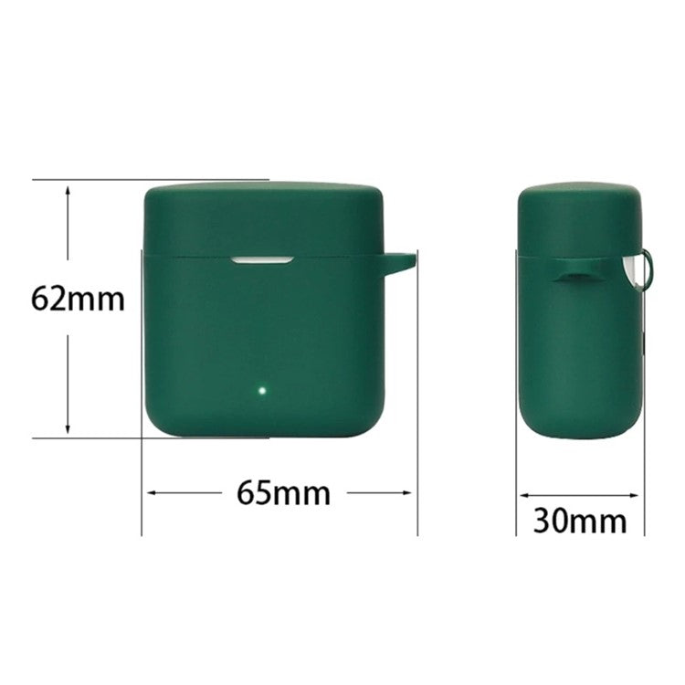 For Haylou T19 Silicone Protective Cover Bluetooth Earphone Anti-drop Case with Anti-lost Buckle - Dark Green