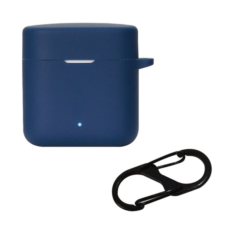 For Haylou T19 Silicone Protective Cover Bluetooth Earphone Anti-drop Case with Anti-lost Buckle - Dark Blue