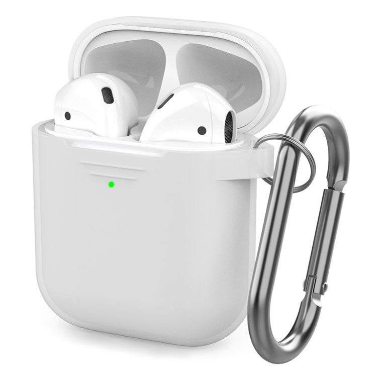 AHASTYLE PT06-3 for Apple AirPods with Charging Case (2016) / (2019) / AirPods with Wireless Charging Case (2019) Earbud Silicone Case Shockproof Earphone Cover with Carabiner - Transparent