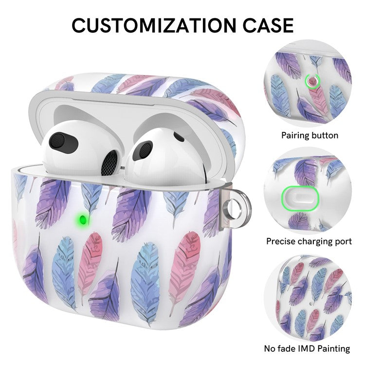 AHASTYLE PT142-3 for Apple AirPods 3 Anti-drop Earphone Case Pattern Printing Earbud Charging Box Two-Piece Design TPU Cover with Carabiner - Dessert