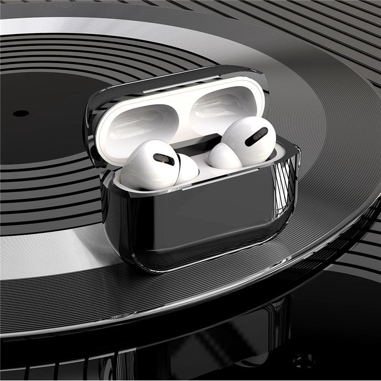 For AirPods Pro 2 Electroplated TPU Protective Case Bluetooth Earphone Anti-Drop Cover with Hand Strap - Silver