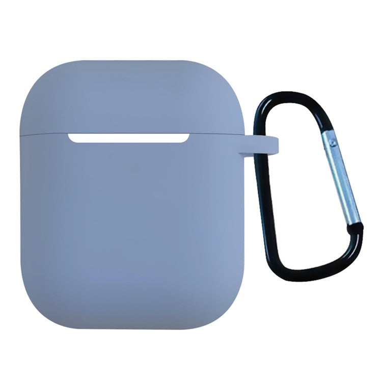 For Apple AirPods with Charging Case (2016)  /  (2019)  /  AirPods with Wireless Charging Case (2019) Shockproof Cover Bluetooth Earbuds Protector 2.5mm Thickened Silicone Case with Buckle - Sky Blue