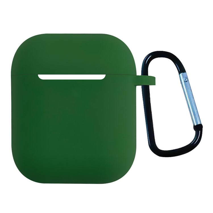 For Apple AirPods with Charging Case (2016)  /  (2019)  /  AirPods with Wireless Charging Case (2019) Shockproof Cover Bluetooth Earbuds Protector 2.5mm Thickened Silicone Case with Buckle - Green