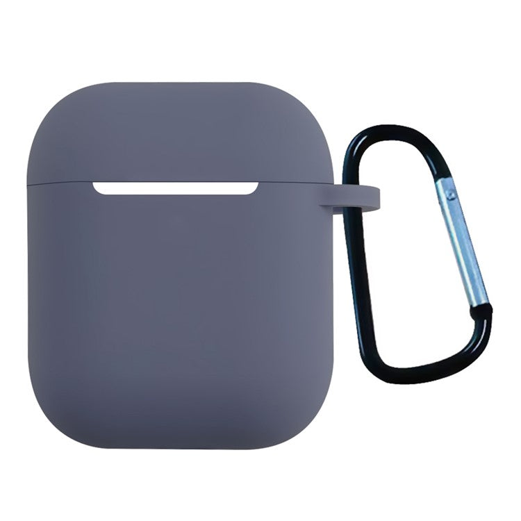 For Apple AirPods with Charging Case (2016)  /  (2019)  /  AirPods with Wireless Charging Case (2019) Shockproof Cover Bluetooth Earbuds Protector 2.5mm Thickened Silicone Case with Buckle - Dark Purple