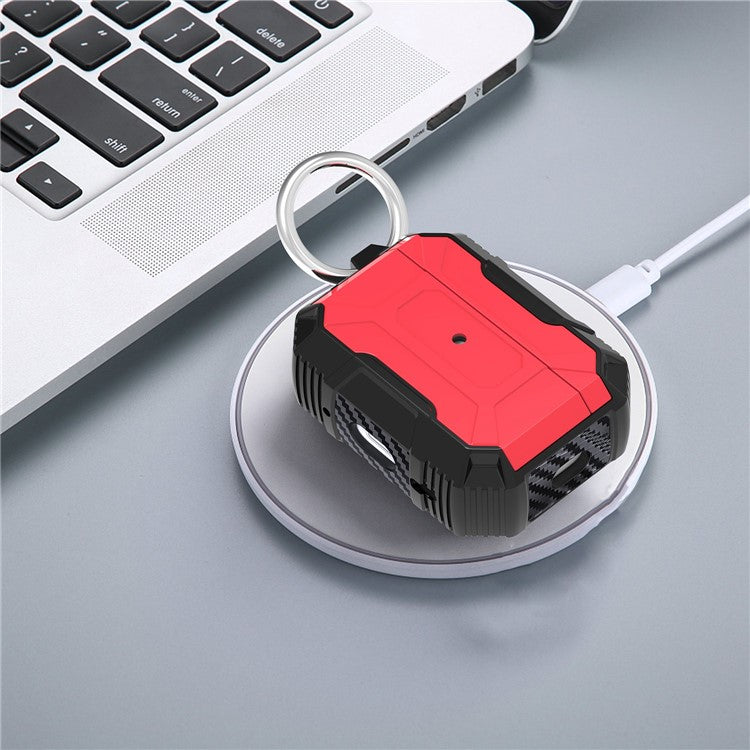 For AirPods Pro 2 Hard PC + TPU Scratch Resistant Case Anti-Lost Earbuds Cover with Anti-lost Carabiner - Red