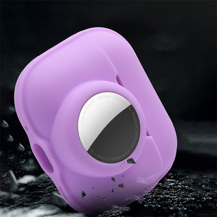 Silicone Case for Apple AirPods Pro 2 and for Apple AirTag, 2-in-1 Anti-drop Earphone Locator Protective Cover with Strap - Purple