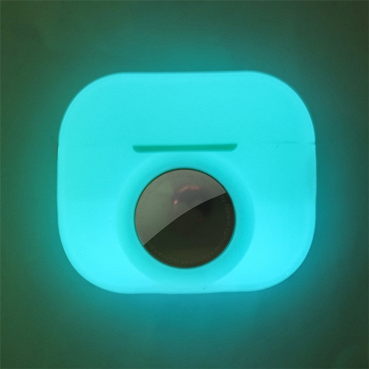 Silicone Case for Apple AirPods Pro 2 and for Apple AirTag, 2-in-1 Anti-drop Earphone Locator Protective Cover with Strap - Noctilucent Green