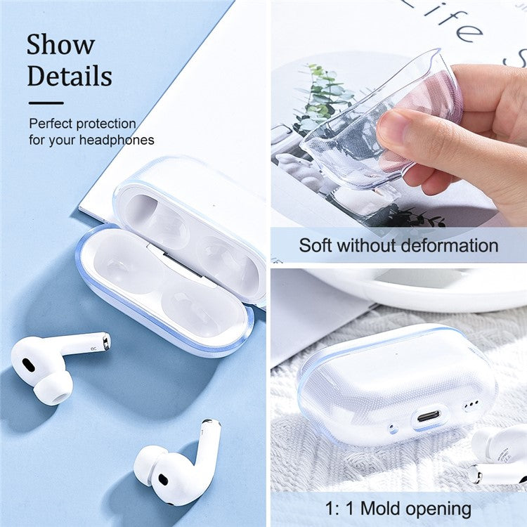 For AirPods Pro (Gen 2) (USB-C) / Pro 2 Transparent Soft TPU Protective Case TWS Bluetooth Earphone Anti-drop Cover