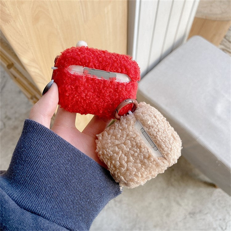 For AirPods with Charging Case (2016)  /  (2019)  /  AirPods with Wireless Charging Case (2019) Cute Fluff Christmas Cartoon Design TPU Earphone Case Protective Cover with Ring Buckle - Elk